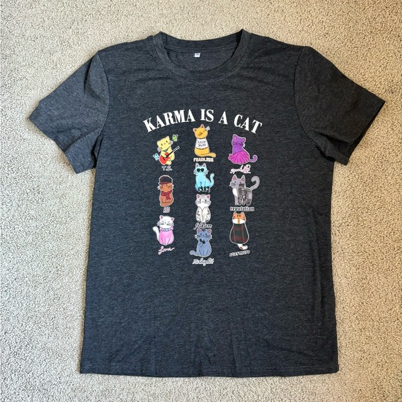 taylor swift karma is a cat grey eras tour t-shirt - Picture 4 of 11